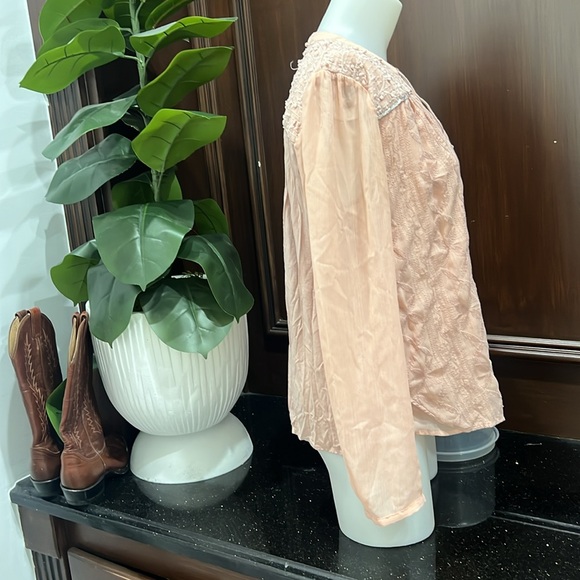 Anthropologie- Tiny Mixed Media Crepe Blouse S - Picture 6 of 11